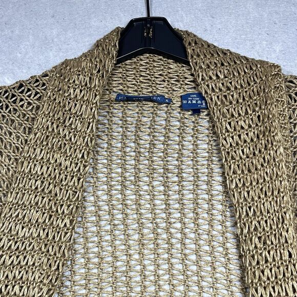 Ralph Lauren Sweater X-Large Brown Linen Open Front Shawl Cardigan Long Line - Picture 2 of 13